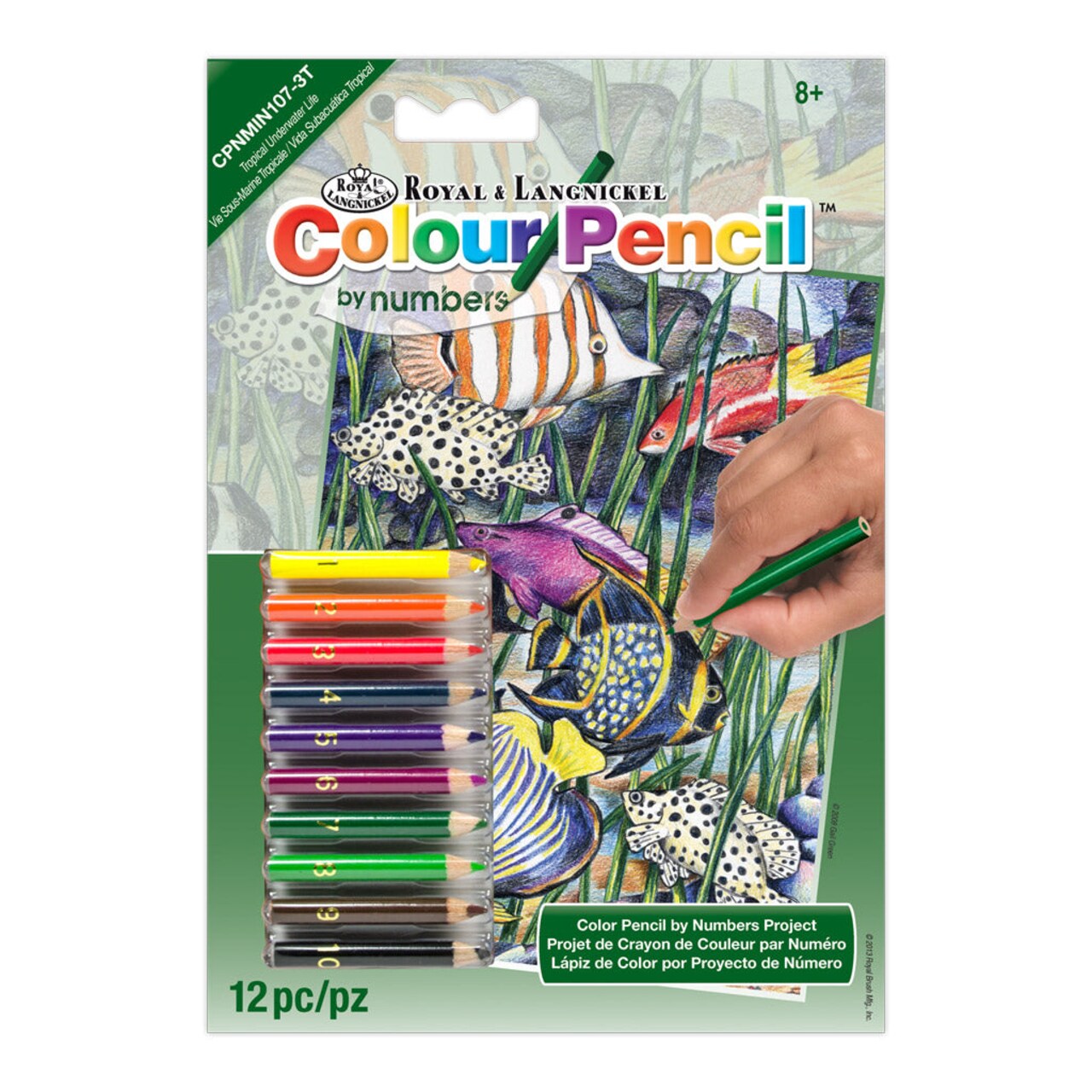 CPNMIN-107 | Colour Pencil by numbers™ 12pc 5" x 7" Tropical Sea Life Project